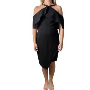 Gianni Bini Elegant Asymmetrical Hem Black Cocktail Dress Large